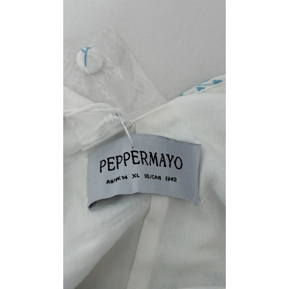 Peppermayo Meggie Linen Mini Dress Sweet Daydream White Blue Womens Size 10 New - Picture 11 of 13